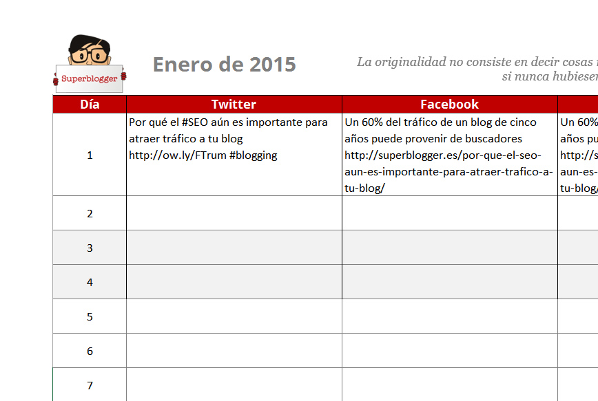 Planificador en Redes Sociales 2015